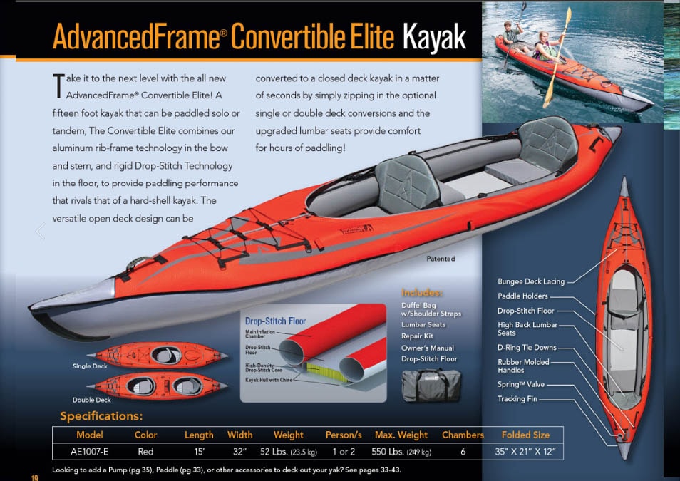 Produktbild på AdvancedFrame Convertible Elite – uppblåsbar tandemkajak från Advanced Elements
