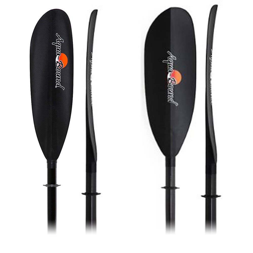 AquaBound Sting Ray och Manta Ray paddelblad i kolfiber – visar paddelprofiler för låg och hög vinkel