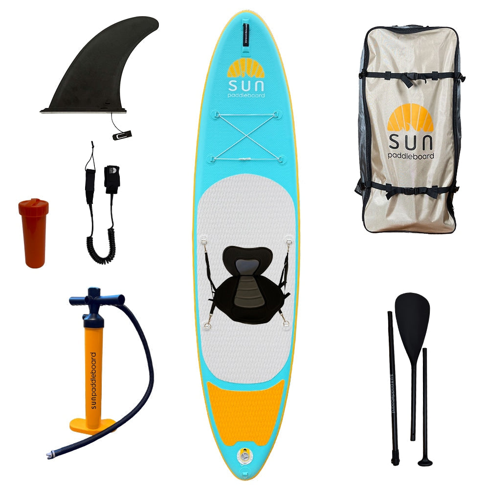 Sunny 10.8 turkos SUP med tillbehör – paddel, väska, pump och sits