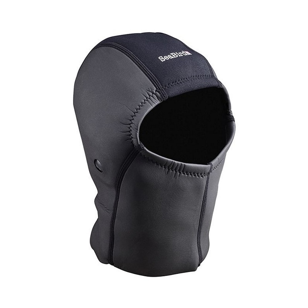 SeaBird Designs huva i svart 2 mm surf skin-material med synligt PolarTec-foder
